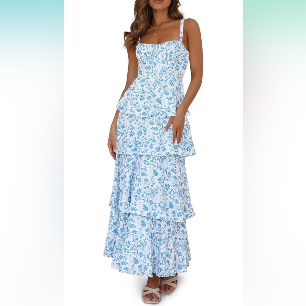 Floral Blue and White Women's Dress